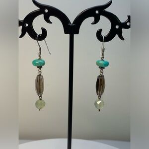 Silpada RARE HTF Sterling Turquoise, Peridot & Smoky Quartz Dangle Earrings